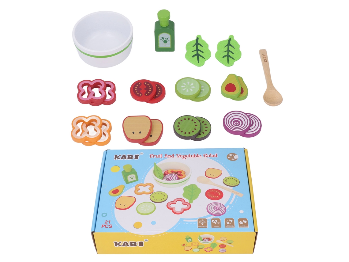 Mali brinquedo Educativo de Salada de Frutas e Legumes de Madeira para Crianças