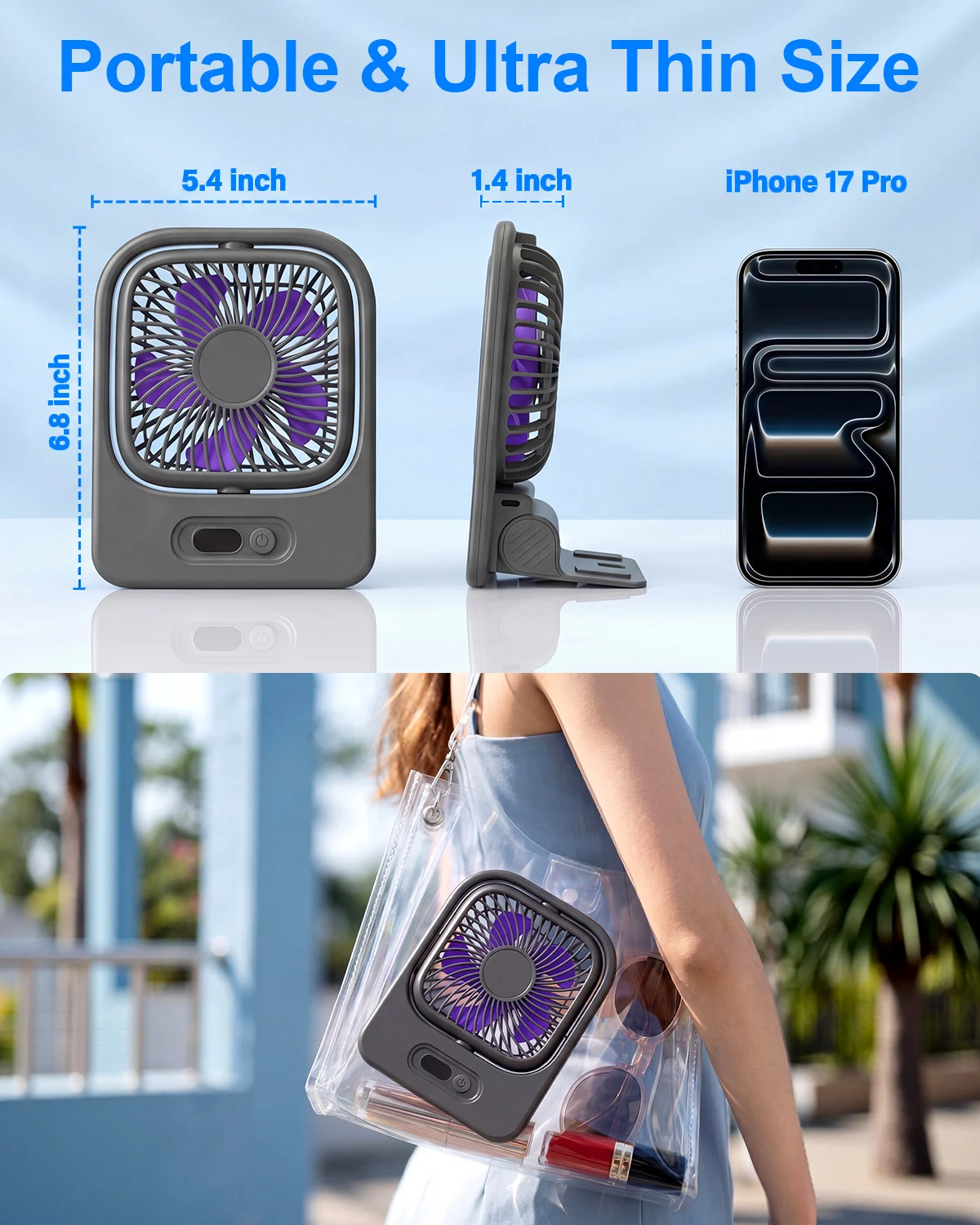 Ventilador Solar MDUG, 4 Velocidades, Luz LED, Externo, Amarelo