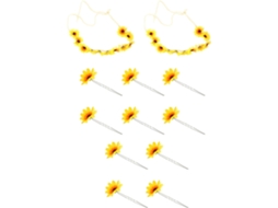 Conjunto de 12 acessórios para cabelo com delicada faixa de cabeça em tecido com estampa de girassol.