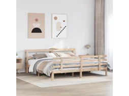 Vidaxl Estrutura De Cama Com Cabeceira 200x200 Cm Pinho Maciço