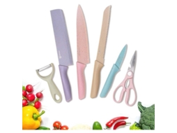 Conjunto De Facas De Cozinha 6 Peças Com Caixa De Presente Lâmina Antiaderente Aço Inoxidável