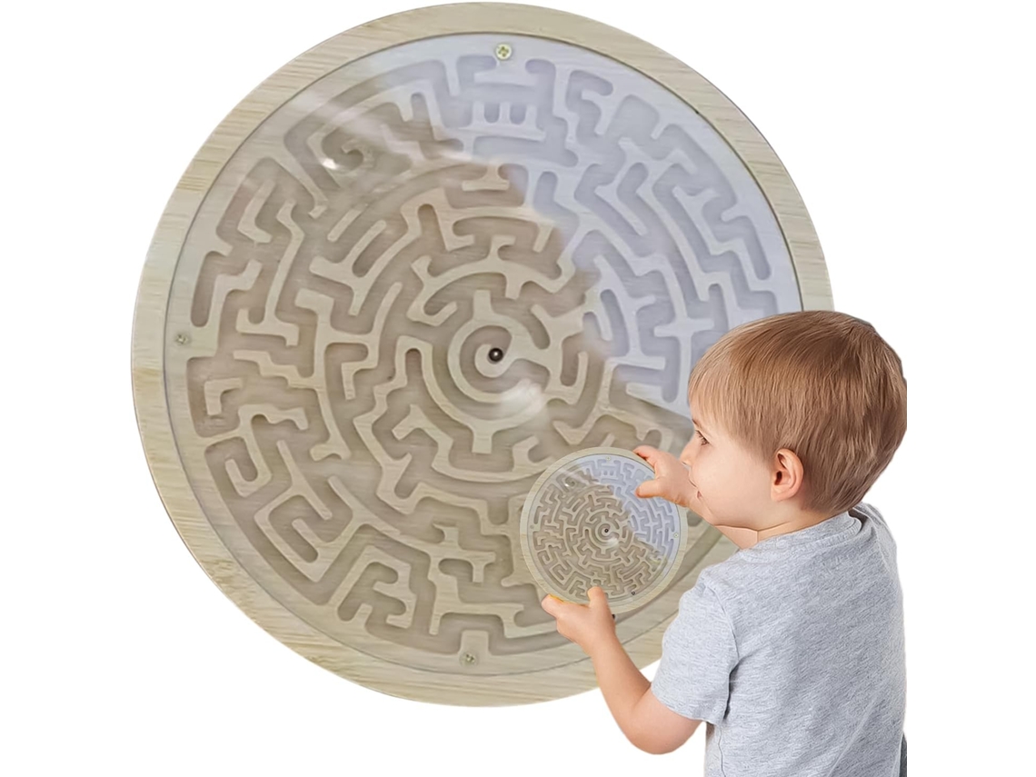 Jogo De Labyrinthe,jouet En Bois De Labyrinthe,com 2 Billes Métalliques Plateau Circulaire | Pour Vo Gokoco