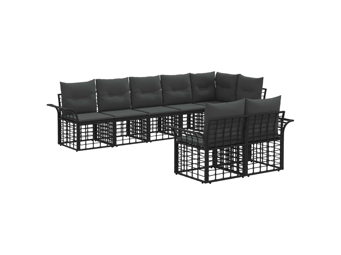 Maison Exclusive - Conjunto De Sofás Para Exterior 8 Unid. Preto E Cinza Escuro