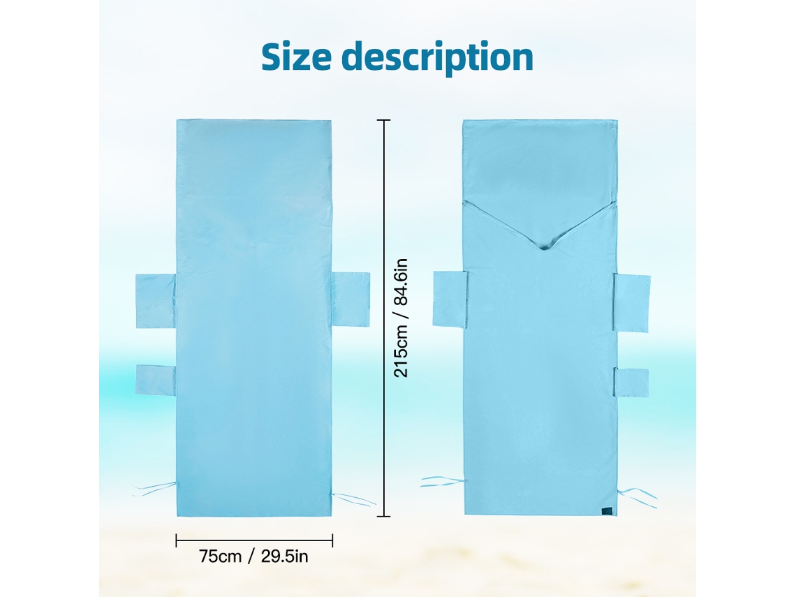 Capa de Toalha de Business para Cadeira de Praia com Bolsos, Extra Longa e Ultra Fina | S/MARCA