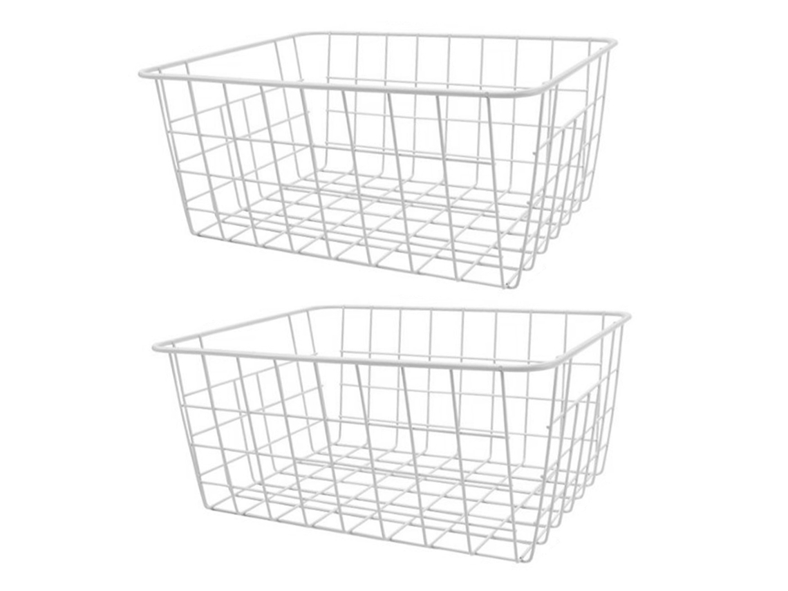 Cesta de armazenamento de ferro para freezer, grande capacidade, resistente à corrosão, 2pcs, branco em S/MARCA