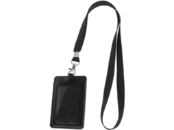 Porta Crachá Vertical Em Couro Pu Com Visor Frontal Identificação, Cordão Confortável O Pescoço E Clipe