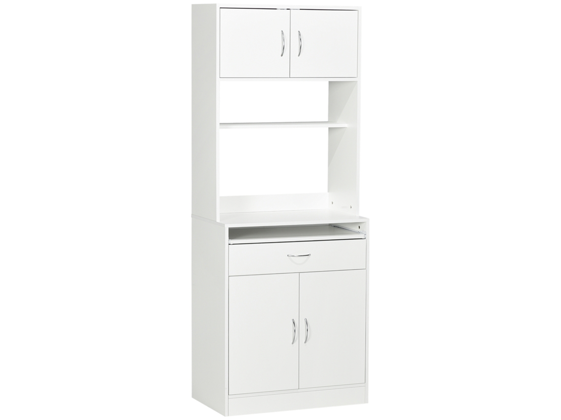 Armário de Cozinha Melamina de Madeira Cor Branco 70x40x180 cm Homcom