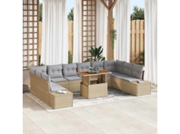 Vidaxl Conjunto de Sofá de Jardim 11 Pcs Bege Rattan Sintético