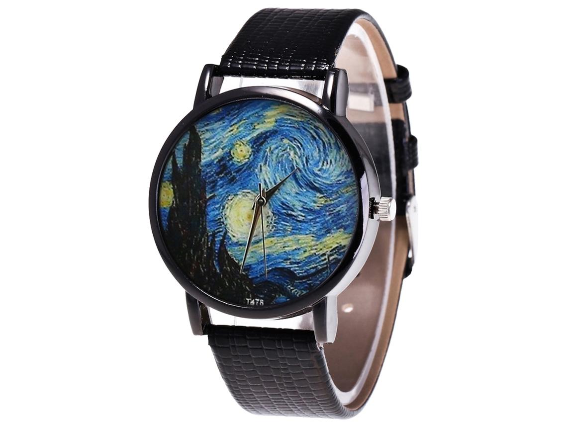 Reloj De Pulsera Unisex De Cuarzo Con Correa De Cuero Pu Zhoulianfa (negro)