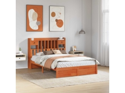 Vidaxl Estrutura De Cama De Estante Liso Castanho Cera 200 X 150 Cm