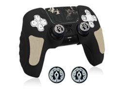 Capa De Silicone Para Controle Ps5, Com Capas De Joystick E Adesivo Para Touchpadczhhmart (preto)