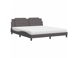 Bed, Beds Vidaxl Cinzeto Couro Artificial (180 X 200 Cm)