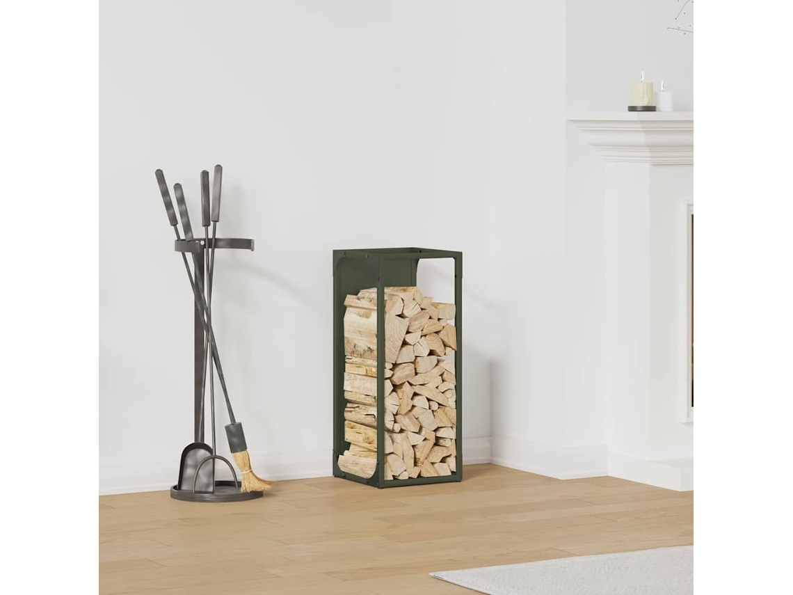Vidaxl Suporte Para Lenha Aço Laminado A Frio Verde Azeitona