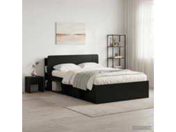 Vidaxl Cabeceira Com Armário Preto 135 X 18,5 X 80 Cm