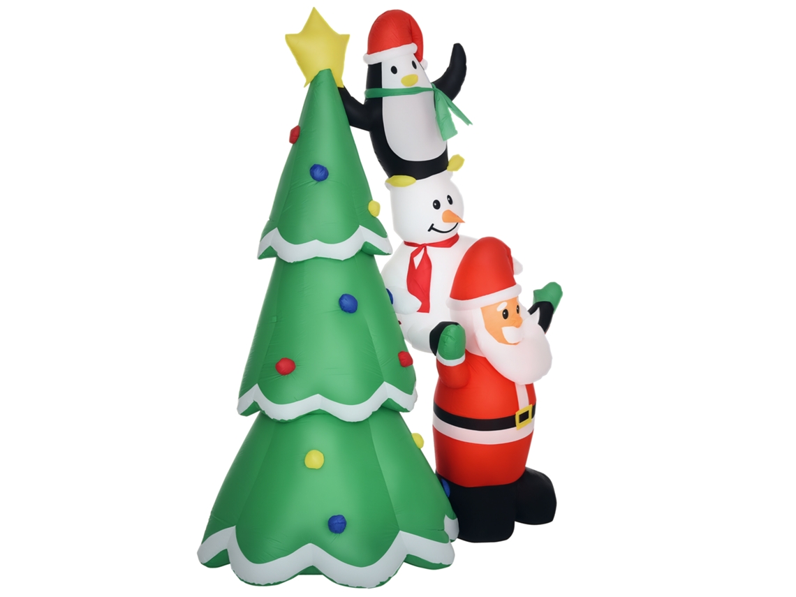 Árvore Natalícia Inflável Gigante Impermeável 243cm Com Luzes Led E Figura Do Papai Noel, Decoração Externa