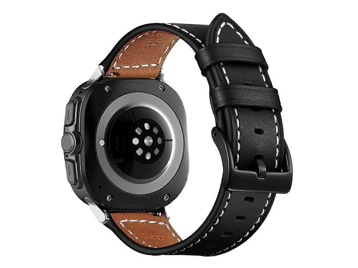 Pulseira De Couro Preta Com Fivela Para Samsung Galaxy Watch Ultra 47mm