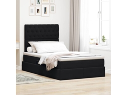 Vidaxl Cama De Armazenamento Led Com Colchão Preto 120 X 200 Cm Veludo