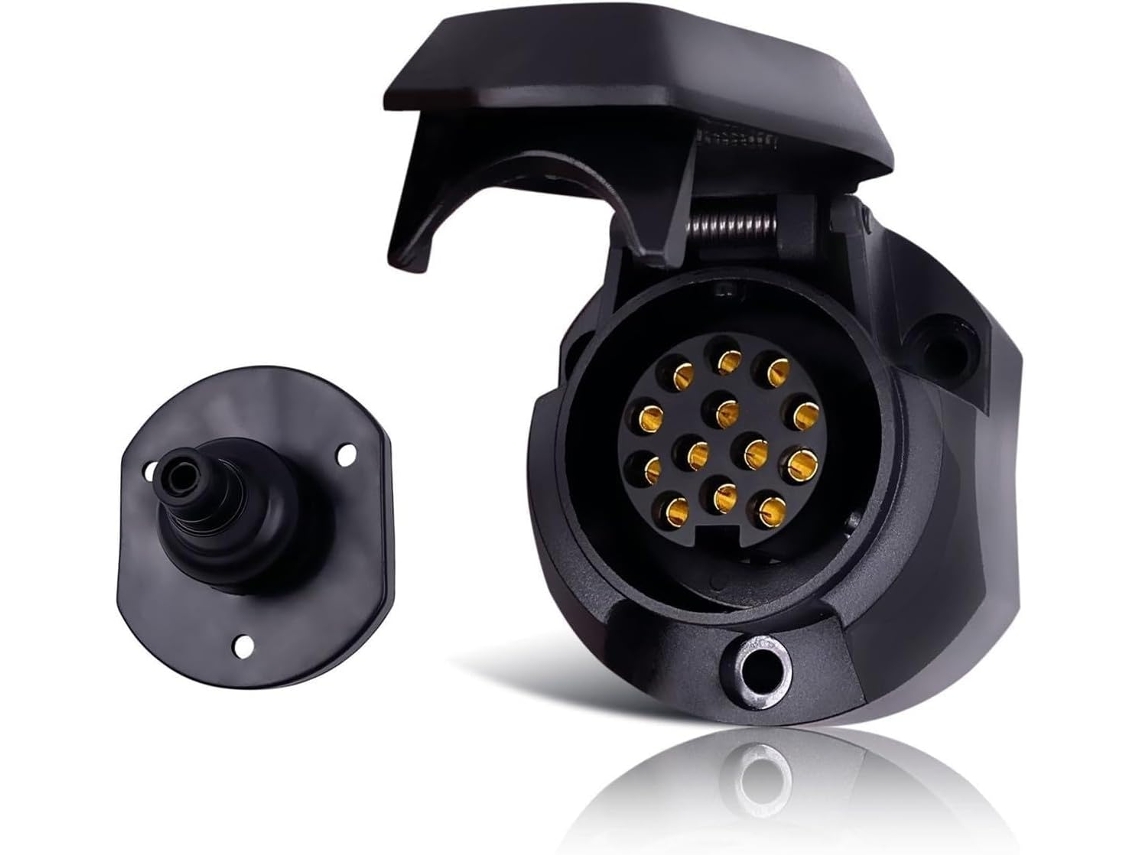 Kit de plugue de reboque de 13 pinos com acessórios de montagem, para reboque, caravana, autocaravana, adaptador.