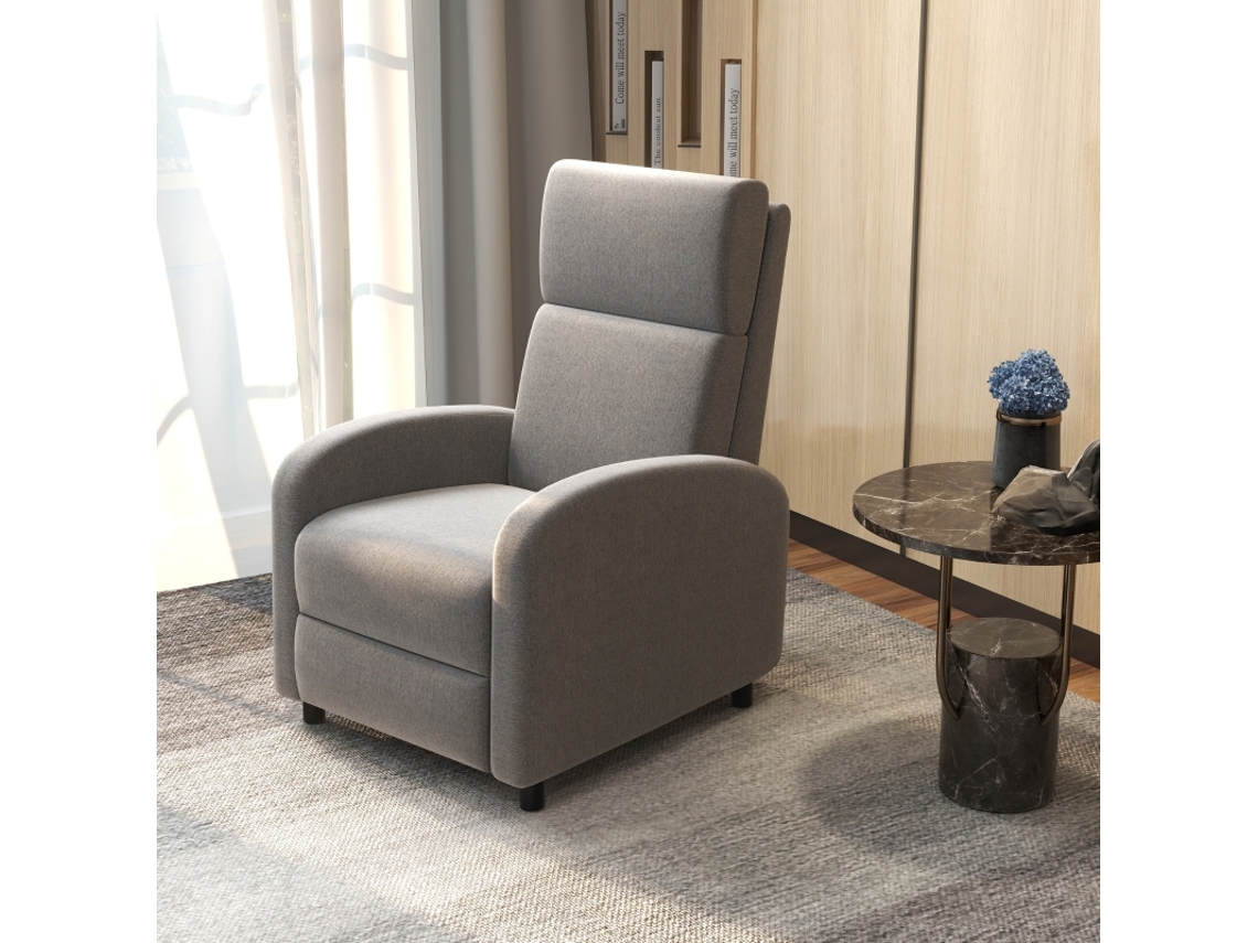 Poltrona Relax Reclinável Manualmente Até 160°, Com Apoio Pés Integrado, Carga Máxima 120 Kg, Grande Conforto, Cinza