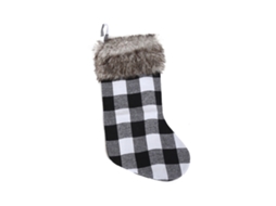 Decorações de Natal: Meias de Natal Xadrez Preto com Bordas Desfiadas LAXISCREED