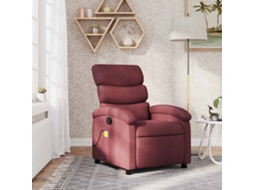 Vidaxl Poltrona De Massagens Reclinável Tecido Vermelho Tinto