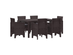 Vidaxl Conjunto De Jantar Para Jardim 7 Pcs Castanho Rattan Polt