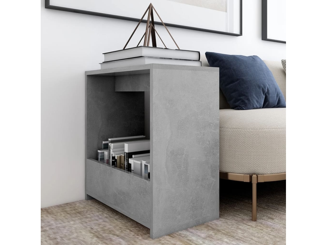 Vidaxl Mesa De Apoio 50x26x50 Cm Derivados De Madeira Cinzento Cimento