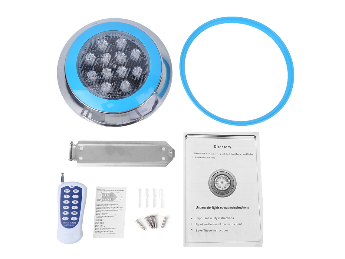 2026 luz de Piscina de Parede Submersível 12led 12w Ac12v Ip68 com Controle Remoto Decorativa