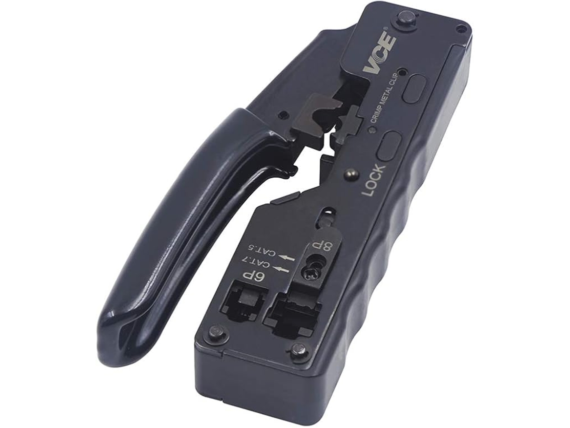 Ferramenta de Crimpagem Profissional para Conectores de Cabos Ethernet Rj45, Cat7, Cat6a, Cat6, Cat5 e Rj11 AQUAFORGE