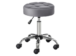 Cadeira De Salão Com Rodas Altura Giratória Ajuste Assento De Salão Espuma De Veludo Ao Toque Base Cromada Cinza Claro 35 X 35 X 49-61 Cm-kb