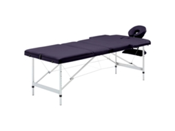 Vidaxl Mesa De Massagens Dobrável 3 Zonas Alumínio Roxo