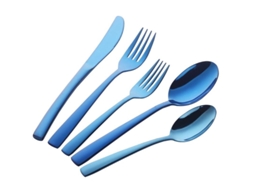Set De Cubiertos Azules De 20 Piezas Para 4 Personas, Acero Inoxidable Reutilizable
