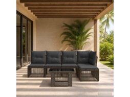 Vidaxl Conjunto De Sofá De Jardim 6 Unid. Cinzento Vime Pe