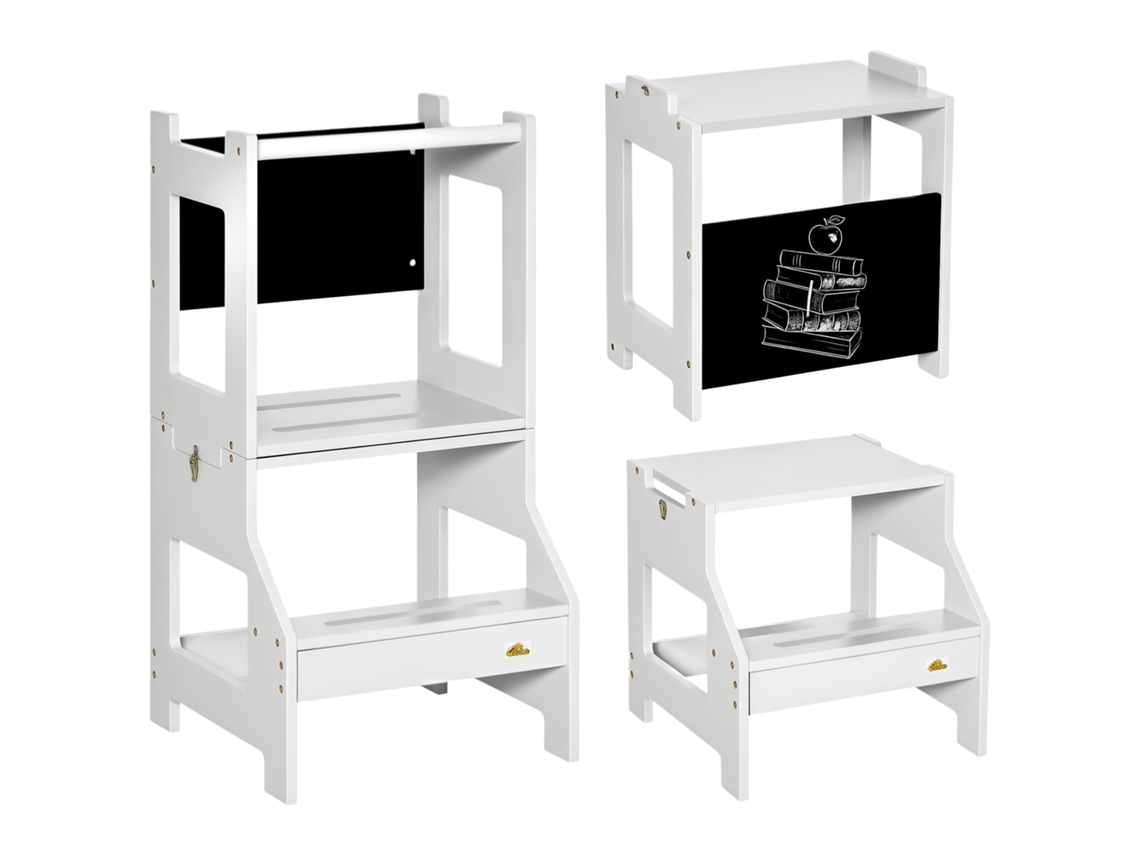 Torre Aprendizagem 2 Em 1 Quadro Branco Segurança 42x44x86 Cinza