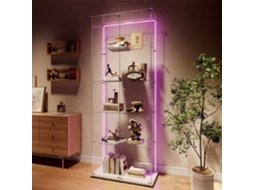Vitrina de cristal independiente MEXUS con iluminación LED y 5 niveles (vitrina con 2 puertas)