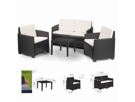 Conjunto Jardim Arena Mesa + Sofá + 2 Poltronas FORNOR