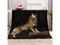 Manta com Estampa 3d de Lobo em Microfibra 180 X 220 Cm, 180x220cm