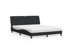 Cama Com Colchão 160x200 Cm Veludo Preto