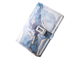 Diário Com Cadeado, Caderno Personalizado Em Couro Pu, Trava, Azul Escuro