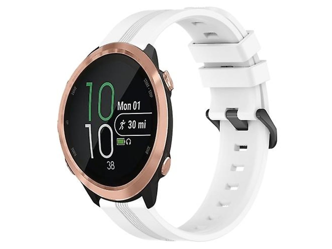 Pulseira De Relógio Lurelia Para Garmin Forerunner 645 Music 20 Mm Côncavo Listrado Slicone Branco