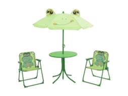 Vidaxl 3 Pcs Conjunto Bistrô De Jardim Infantil C/ Guarda-sol Verde