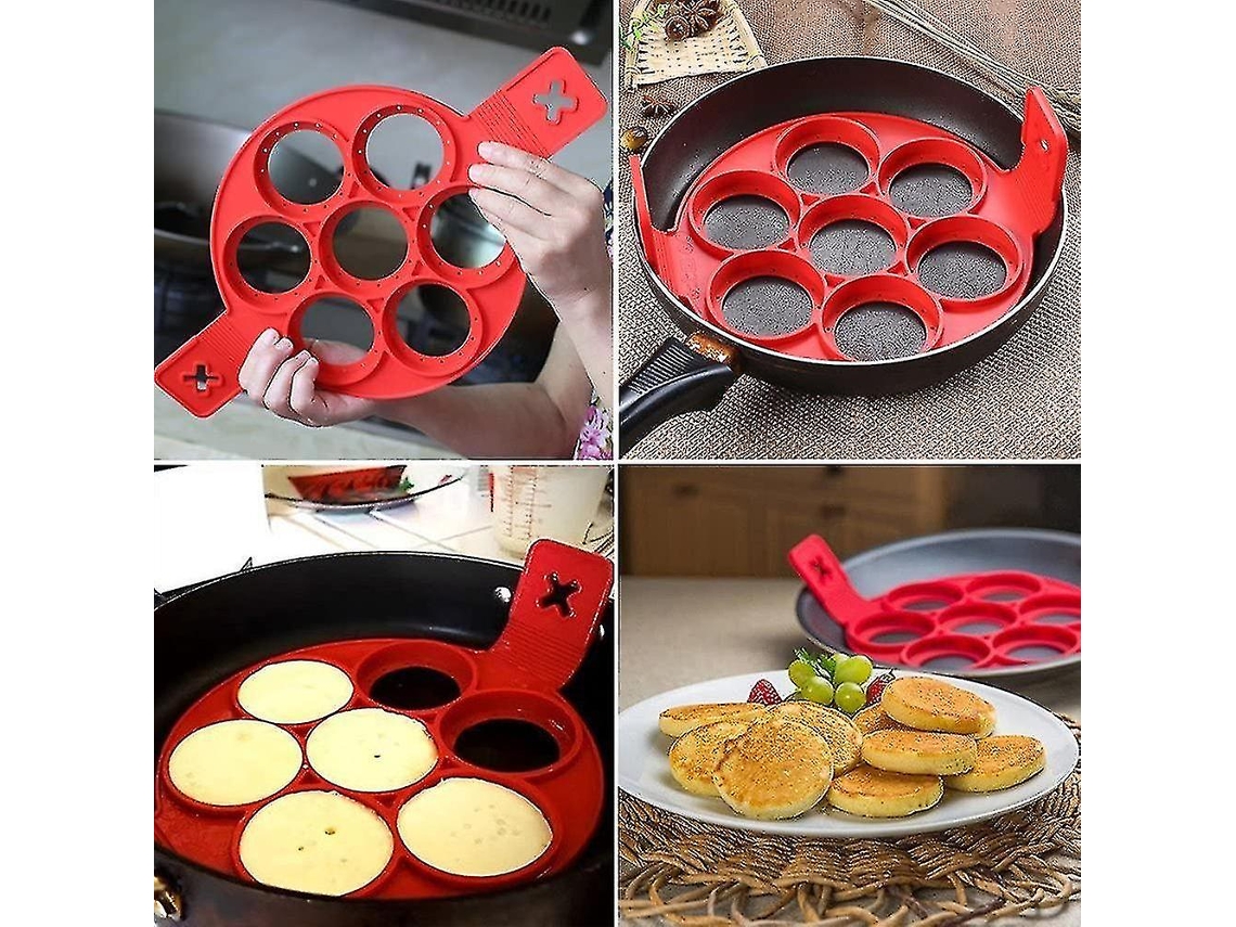Molde de Silicona para Panquecas e Ovos Fritos 7 Compartimentos Antiaderente Reutilizável Economiza Tempo Cozinha Perfeita