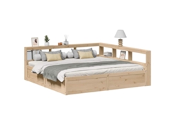 Cama Com Estante Sem Colchão 200x200 Cm Pinho Maciço