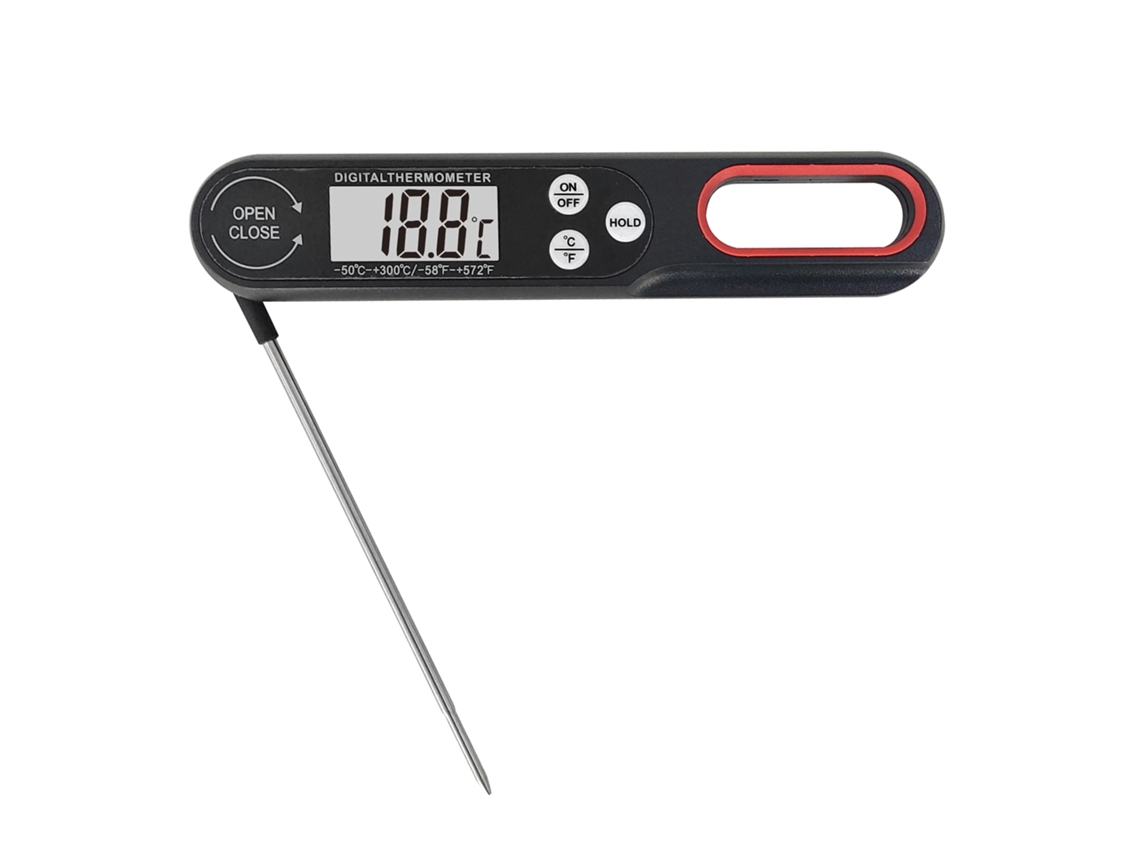 Termômetro Digital Para Alimentos, Dobrável, De Leitura Rápida, Carnes Churrasco (preto) -aquaforge