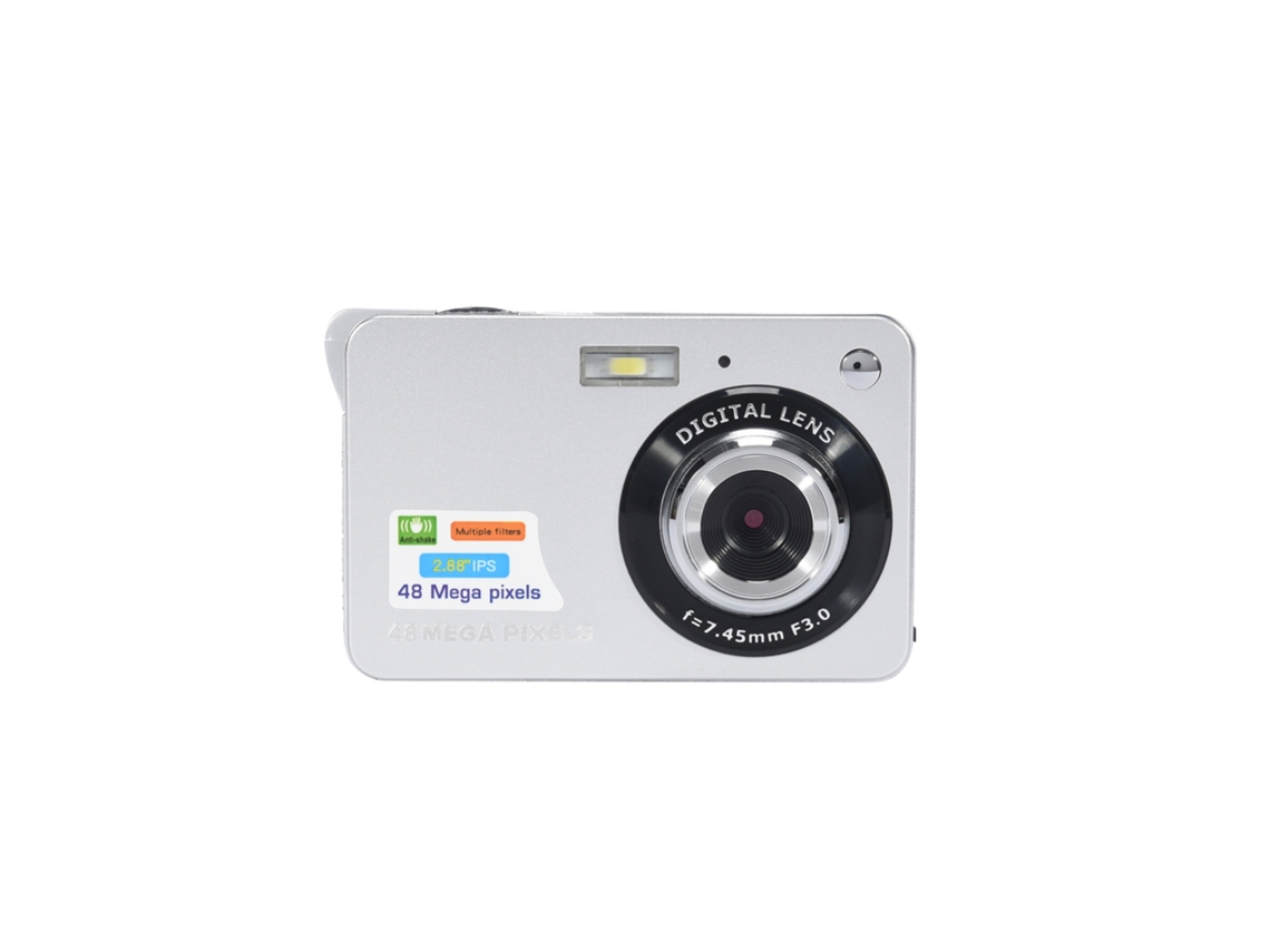 Câmera De Bolso Recarregável E Suporte Para Cartão De Memória De 128 Gb, Câmera Digital 4k De 48 Mp Com Zoom De 8x (branca)