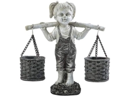 Estátua De Jardim Menina Com Cestas De Flores Escultura Decorativa Para Jardim E Casa