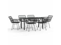 Maison Exclusive - 7 Pcs Conjunto De Jantar Para Jardim Vime Pe Preto