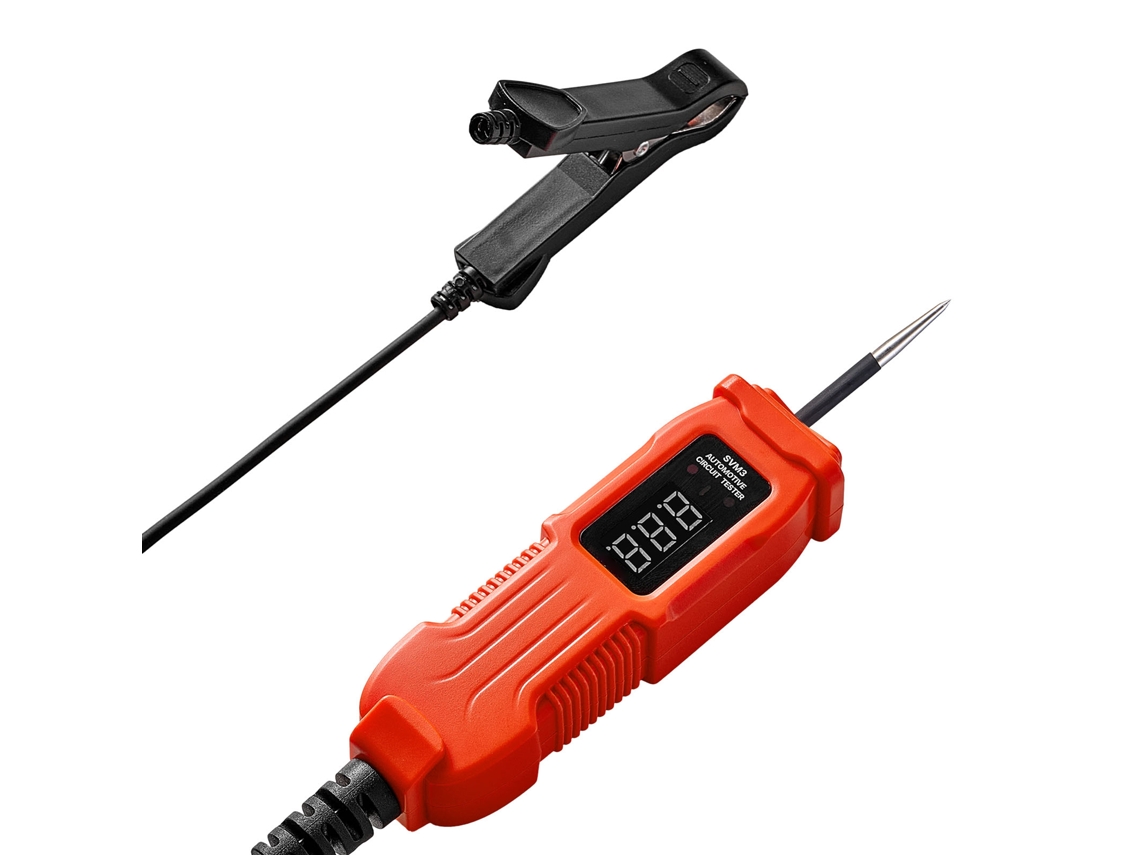 Testador Profissional de Circuitos Automotivos, com Sonda Circuito, Tela Led e Iluminação, Tensão 3 72 Vdc Cabo 3,5 M Carcaça Abs, 185 X 37,5 30 Mm