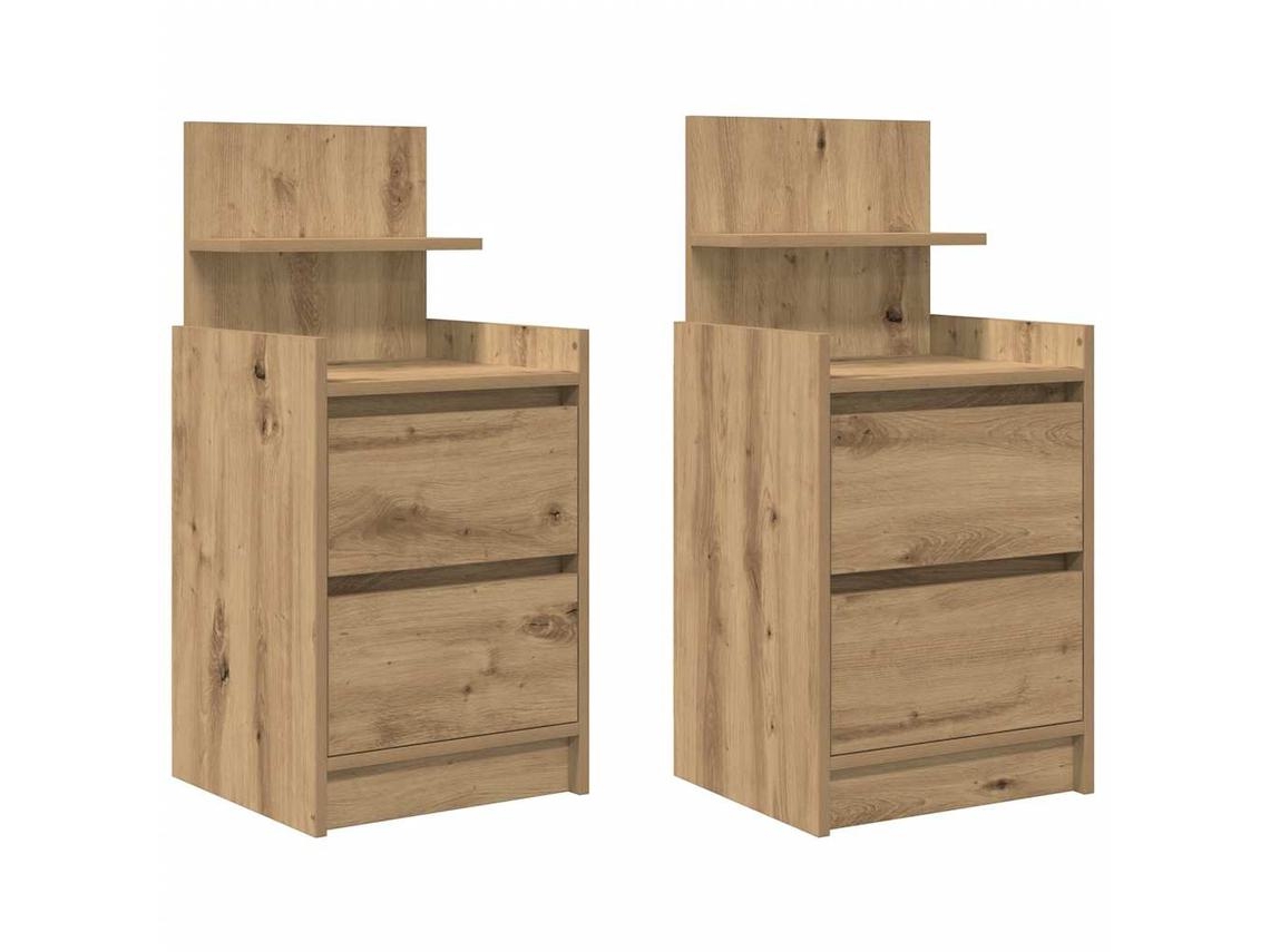 Bedside Cabinet, Bedside Cabinets Vidaxl Marrom Madeira Processada (n/a)