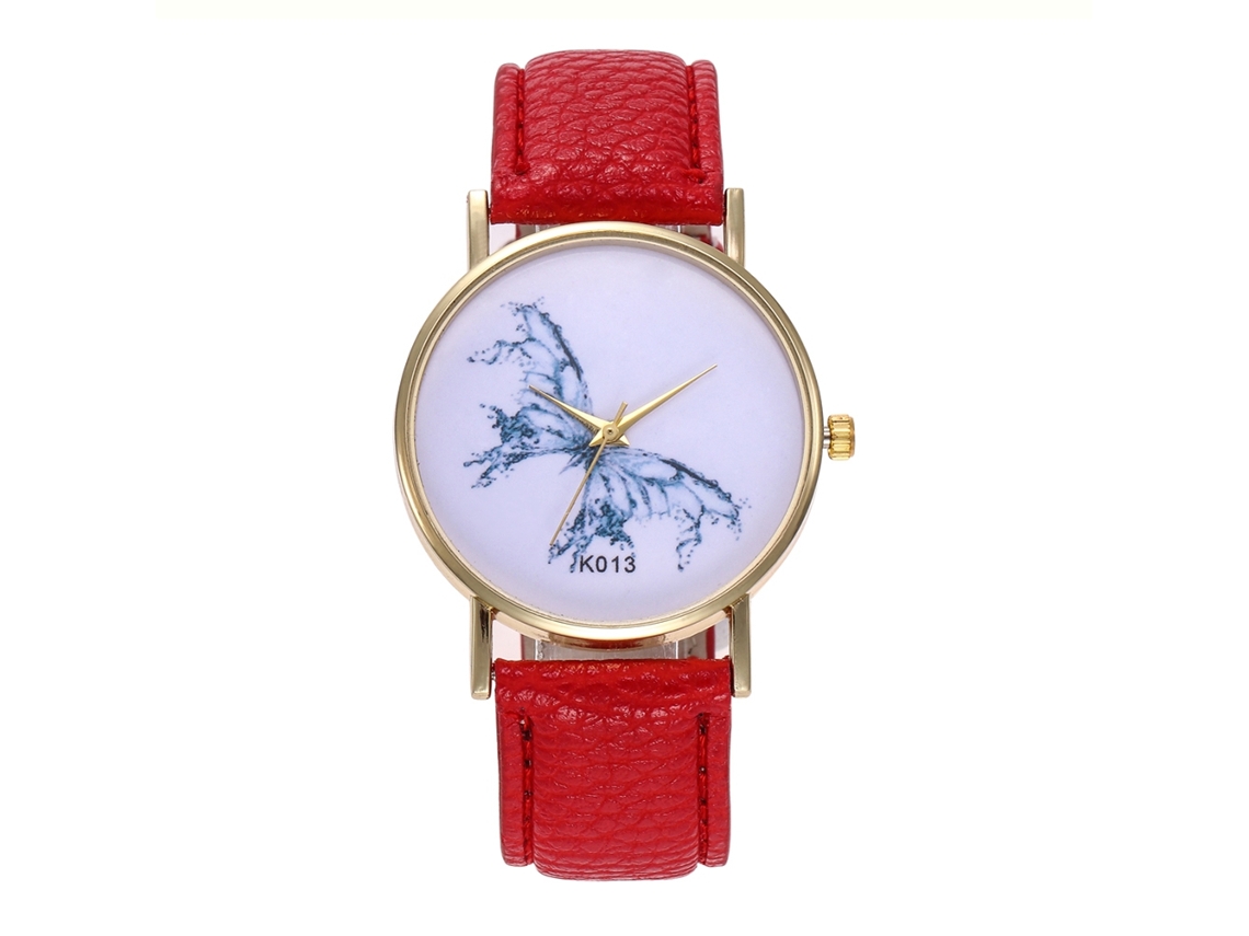 Relógio de pulso masculino elegante, para uso casual, durável, analógico de quartzo, vermelho.